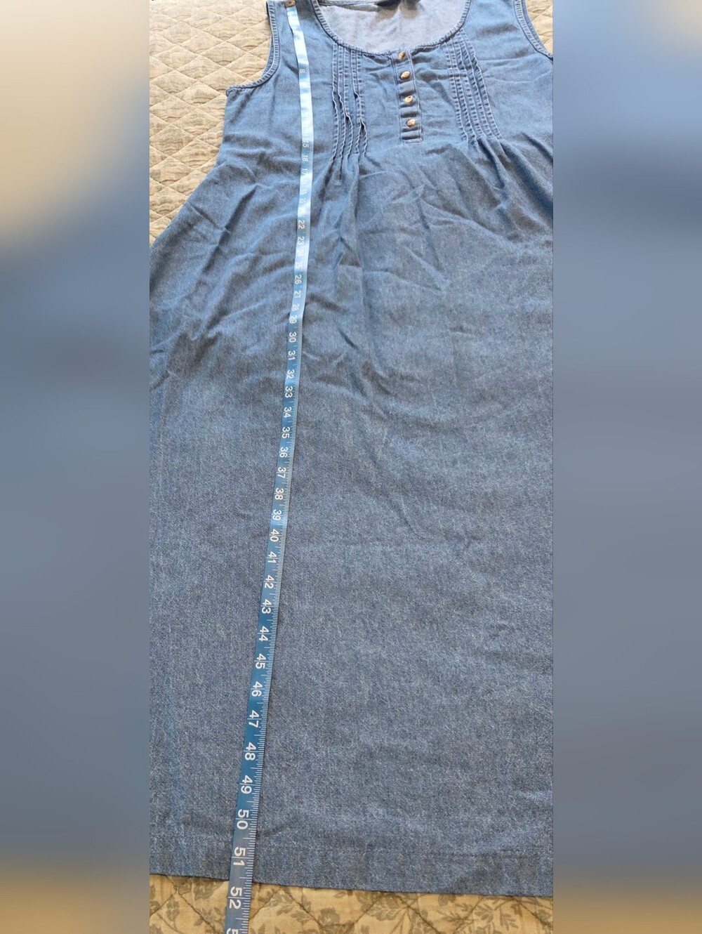 The Vermont Country Store Sleeveless Pintuck Button-Front Maxi Dress - Blue - Picture 9 of 10